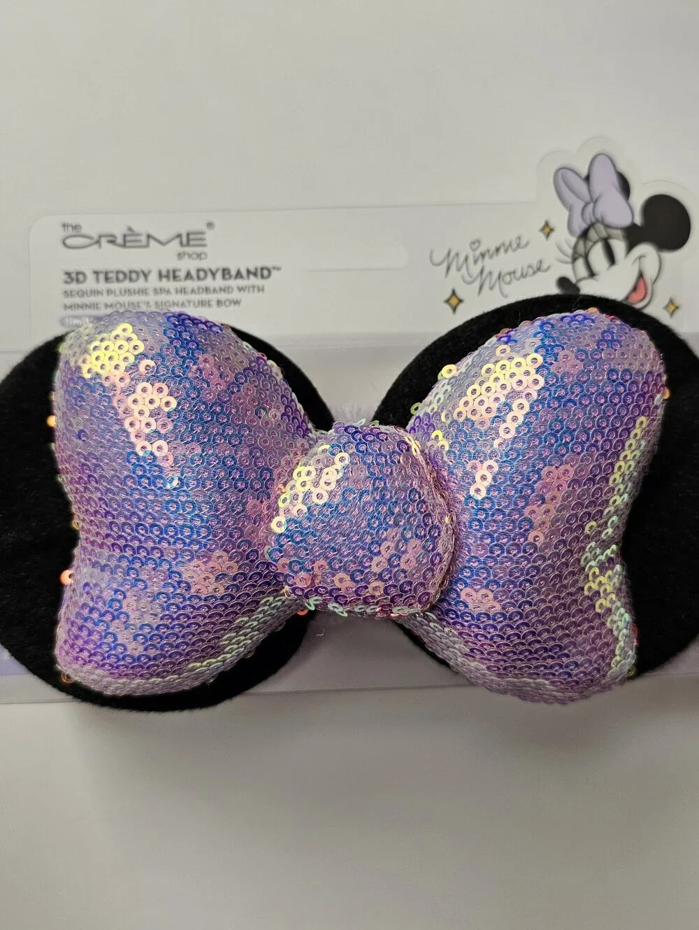 THE CREME SHOP Disney Minnie Mouse Multi-color Sequin Plush Beauty Headband NEW